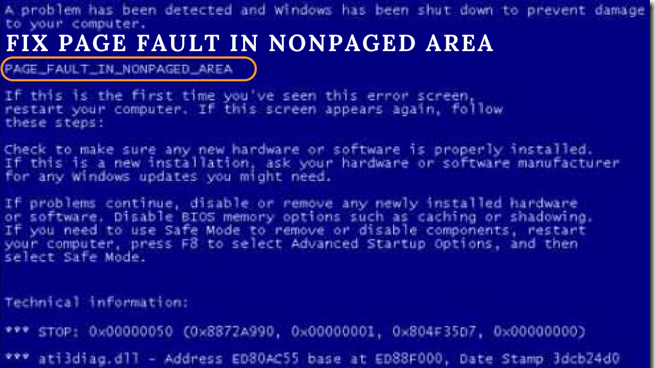 “page fault in nonpaged area” on blue screen – what it is & how to fix it? | deskdecode.com