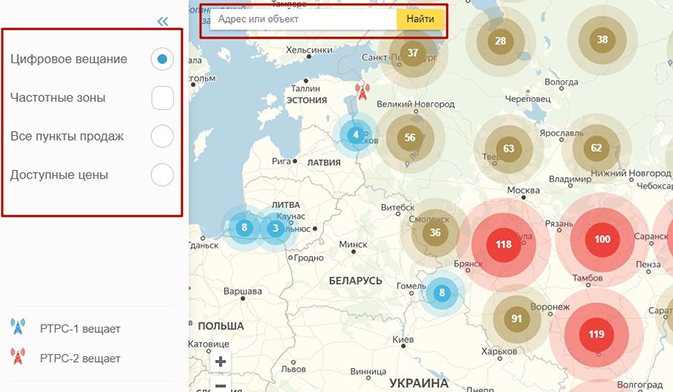 Интерактивная карта цэтв - зона охвата цифрового эфирного тв на 2022 год в россии