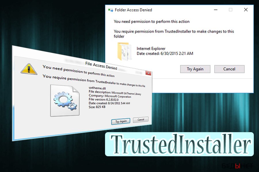 "запросите разрешение от trustedinstaller" в windows 7