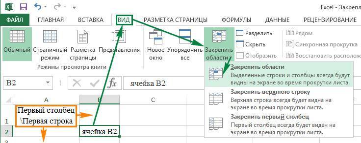 Как закрепить строку в Excel при прокрутке или же выбрать столбец или область для закрепления Инструкция по закреплению строк, ячеек и столбцов в Excel