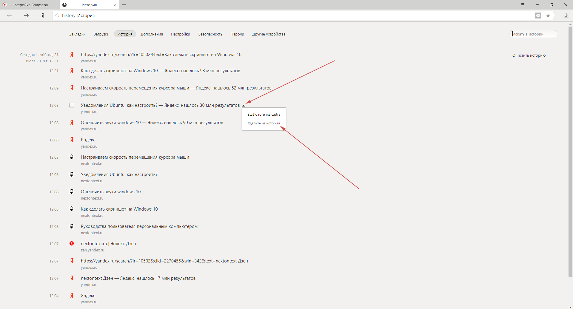 Как отключить браузер. Как убрать Скриншот в Яндексе браузере. Настройки Яндекс история. История браузера Яндекс. Скриншот в Яндекс браузере.