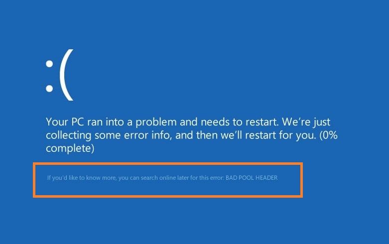 How to resolve bad pool header error in windows 10