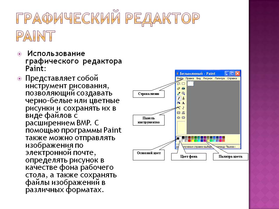 Графический редактор paint: назначение и инструменты