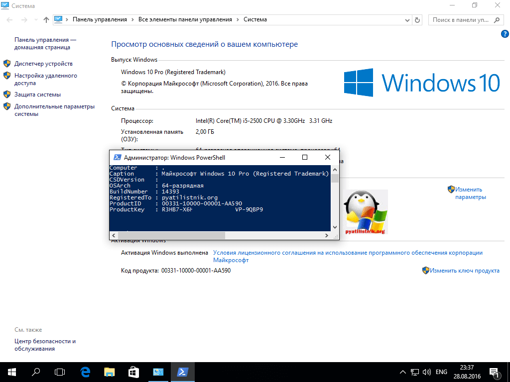 Как узнать свой код активации windows 10?