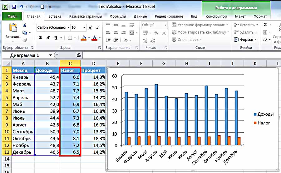 Как нарисовать график в excel по данным таблицы