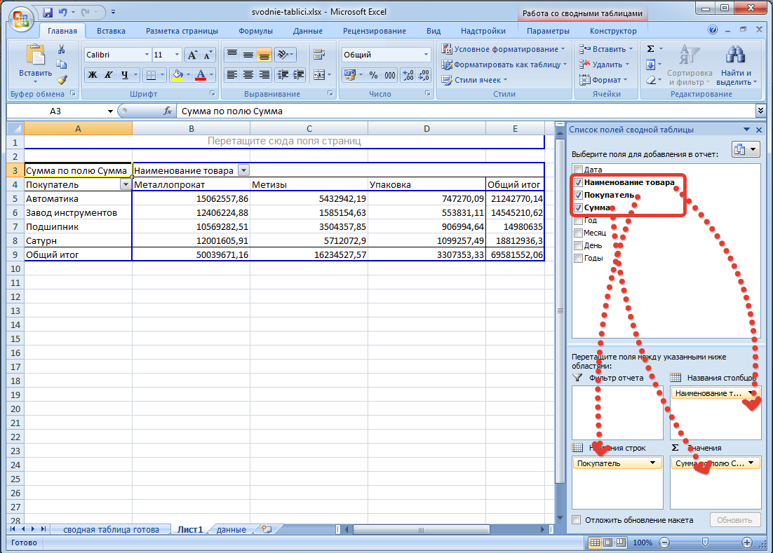 Как сделать сводную таблицу в Excel 